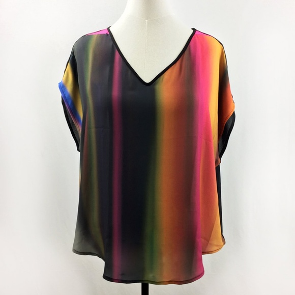 Steady Threads Studio Tops - Oversized Arizona Sunset Color Blend V-Neck Top
